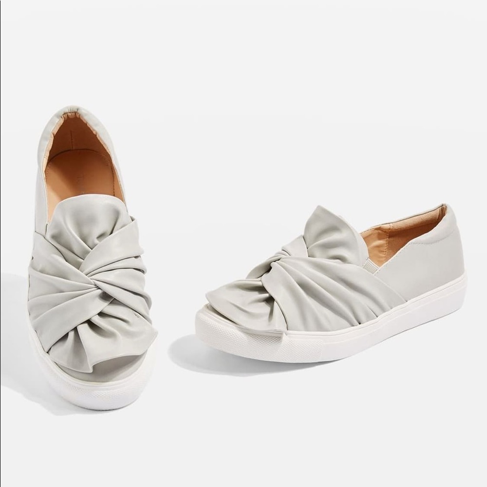 TOPSHOP gray twist slip ons sneakers sz 39